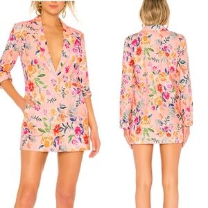 Lovers + Friends Revolve Miller Blazer Mini Dress Long Sleeve Size M Pink Floral